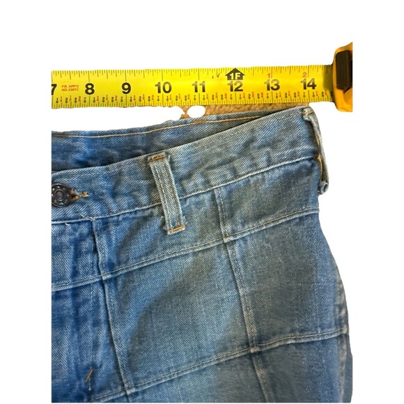 TRUE VINTAGE Casual Corner Patterned Denim Jeans Flare Leg Jrs 13 70's Mod Boho - Picture 5 of 9